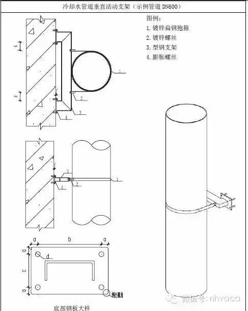 焊接变形应予以矫正; 3)冷却水管道承重支架一般位于管井的最